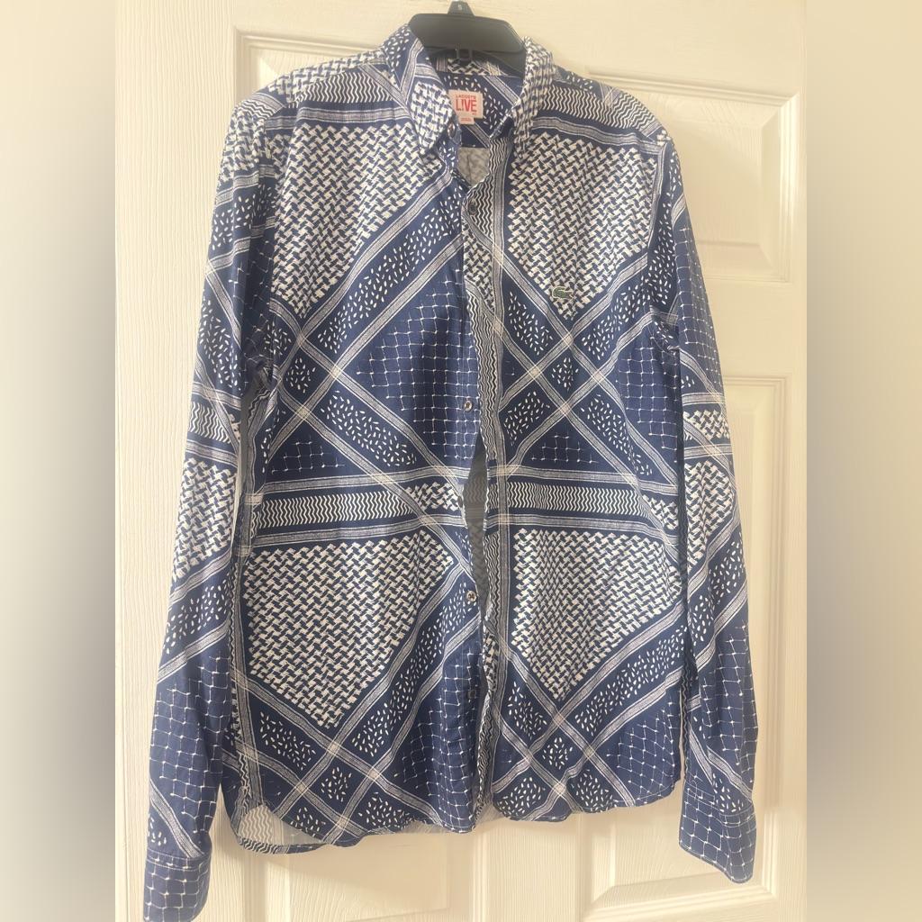 Lacoste Live Navy And White Patterned Shirt